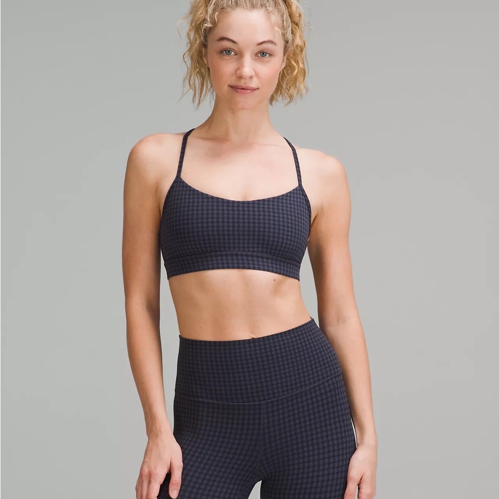 Lululemon Flow Y Bra Nulu A-C Cups Micro Houndstooth Blue Multi NWT